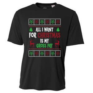 Funny Christmas All I Want Is My Gross Pay Funny Holiday Cooling Performance Crew T-Shirt