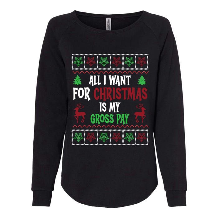 Funny Christmas All I Want Is My Gross Pay Funny Holiday Womens California Wash Sweatshirt