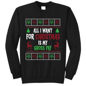 Funny Christmas All I Want Is My Gross Pay Funny Holiday Tall Sweatshirt