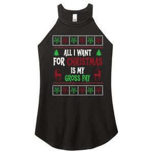 Funny Christmas All I Want Is My Gross Pay Funny Holiday Women's Perfect Tri Rocker Tank