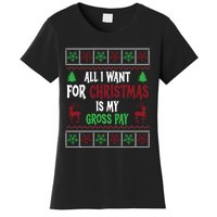 Funny Christmas All I Want Is My Gross Pay Funny Holiday Women's T-Shirt