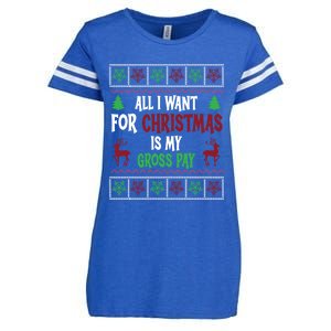 Funny Christmas All I Want Is My Gross Pay Funny Holiday Enza Ladies Jersey Football T-Shirt