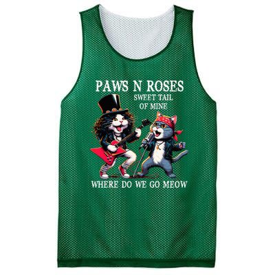 Funny Cat Animal Vintage Rock Cat Play Guitar Music Mesh Reversible Basketball Jersey Tank