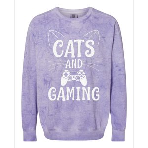 Funny Cats And Gaming Cat Lover Gamer Gift Colorblast Crewneck Sweatshirt