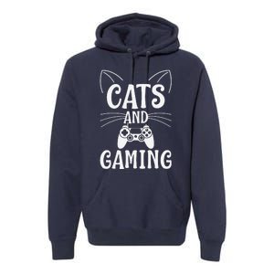 Funny Cats And Gaming Cat Lover Gamer Gift Premium Hoodie