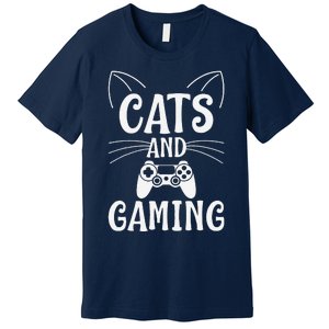 Funny Cats And Gaming Cat Lover Gamer Gift Premium T-Shirt