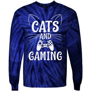 Funny Cats And Gaming Cat Lover Gamer Gift Tie-Dye Long Sleeve Shirt