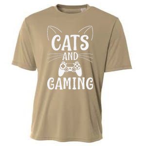 Funny Cats And Gaming Cat Lover Gamer Gift Cooling Performance Crew T-Shirt