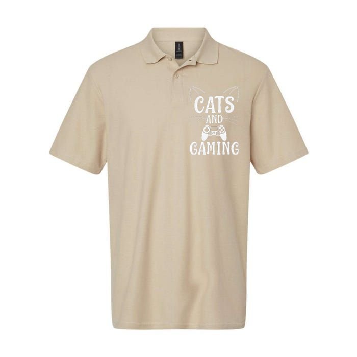 Funny Cats And Gaming Cat Lover Gamer Gift Softstyle Adult Sport Polo