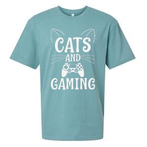 Funny Cats And Gaming Cat Lover Gamer Gift Sueded Cloud Jersey T-Shirt