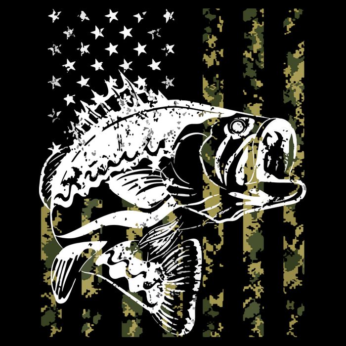Fishing, Camouflage American Flag Fish, Bass Fish Fisherman Backpack