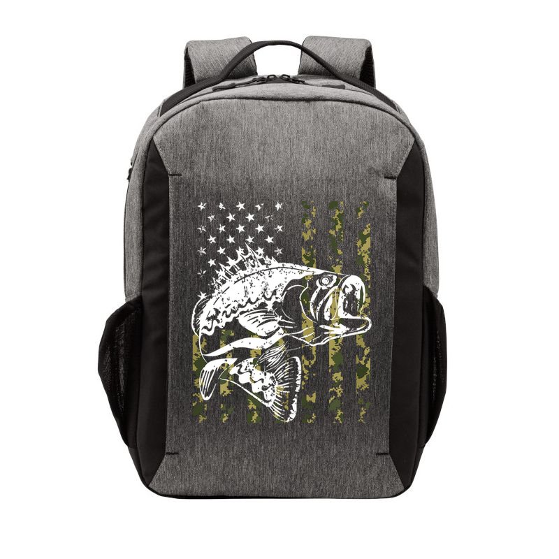 Fishing, Camouflage American Flag Fish, Bass Fish Fisherman Vector Backpack