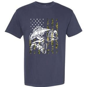 Fishing, Camouflage American Flag Fish, Bass Fish Fisherman Garment-Dyed Heavyweight T-Shirt