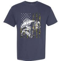 Fishing, Camouflage American Flag Fish, Bass Fish Fisherman Garment-Dyed Heavyweight T-Shirt