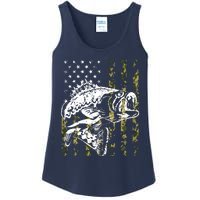 Fishing, Camouflage American Flag Fish, Bass Fish Fisherman Ladies Essential Tank