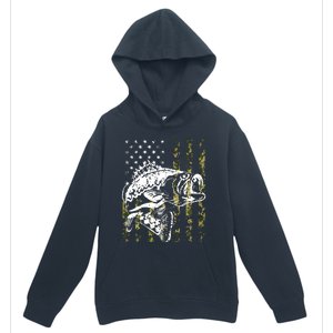 Fishing, Camouflage American Flag Fish, Bass Fish Fisherman Urban Pullover Hoodie