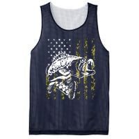 Fishing, Camouflage American Flag Fish, Bass Fish Fisherman Mesh Reversible Basketball Jersey Tank