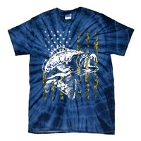 Fishing, Camouflage American Flag Fish, Bass Fish Fisherman Tie-Dye T-Shirt