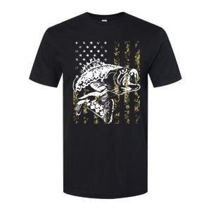 Fishing, Camouflage American Flag Fish, Bass Fish Fisherman Softstyle CVC T-Shirt