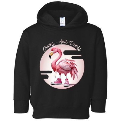 Flamingo Chucks And Pearls Comma La Kamala Toddler Hoodie