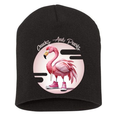 Flamingo Chucks And Pearls Comma La Kamala Short Acrylic Beanie