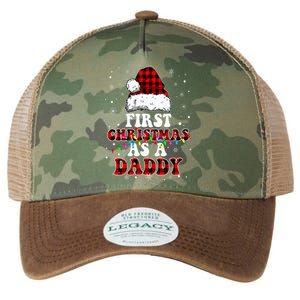 First Christmas As A Daddy Santa Hat Red Plaid Buffalo Legacy Tie Dye Trucker Hat