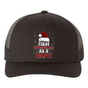 First Christmas As A Daddy Santa Hat Red Plaid Buffalo Yupoong Adult 5-Panel Trucker Hat