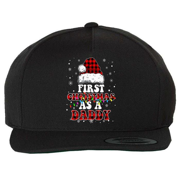 First Christmas As A Daddy Santa Hat Red Plaid Buffalo Wool Snapback Cap