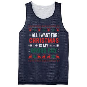 Funny Christmas All I Want Is My Gross Pay Xmas Funny Joke Mesh Reversible Basketball Jersey Tank