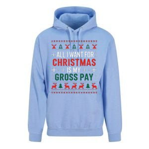 Funny Christmas All I Want Is My Gross Pay Xmas Funny Joke Unisex Surf Hoodie