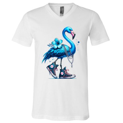 Flamingo Chucks And Pearls Comma La Kamala 2024 V-Neck T-Shirt