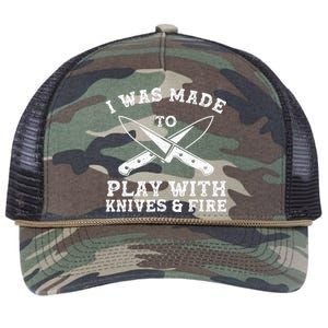 Funny Chef Art For Knife Kitchen Chef Retro Rope Trucker Hat Cap