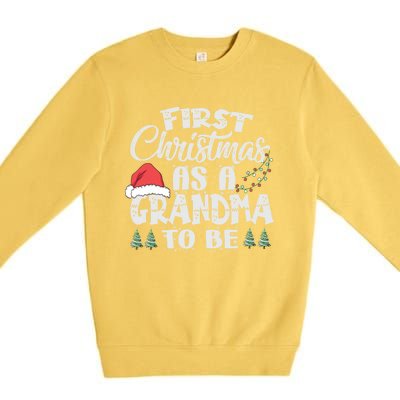 First Christmas As A Grandma To Be Gift Future Granny Xmas Funny Gift Premium Crewneck Sweatshirt