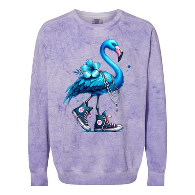 Flamingo Chucks And Pearls Comma La Kamala 2024 Colorblast Crewneck Sweatshirt