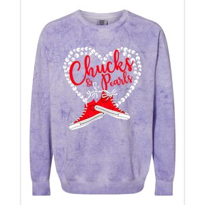 Funny Chucks And Pearls Im With Her Kamala 2024 Gift Colorblast Crewneck Sweatshirt