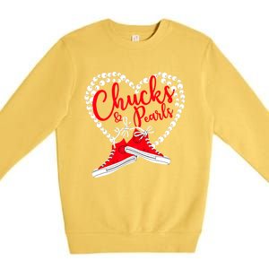 Funny Chucks And Pearls Im With Her Kamala 2024 Gift Premium Crewneck Sweatshirt