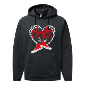 Funny Chucks And Pearls Im With Her Kamala 2024 Gift Performance Fleece Hoodie