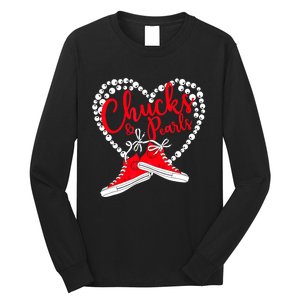 Funny Chucks And Pearls Im With Her Kamala 2024 Gift Long Sleeve Shirt