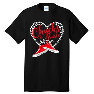 Funny Chucks And Pearls Im With Her Kamala 2024 Gift Tall T-Shirt