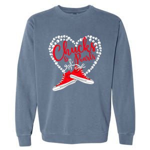 Funny Chucks And Pearls Im With Her Kamala 2024 Gift Garment-Dyed Sweatshirt