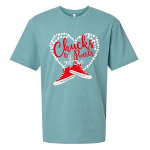 Funny Chucks And Pearls Im With Her Kamala 2024 Gift Sueded Cloud Jersey T-Shirt