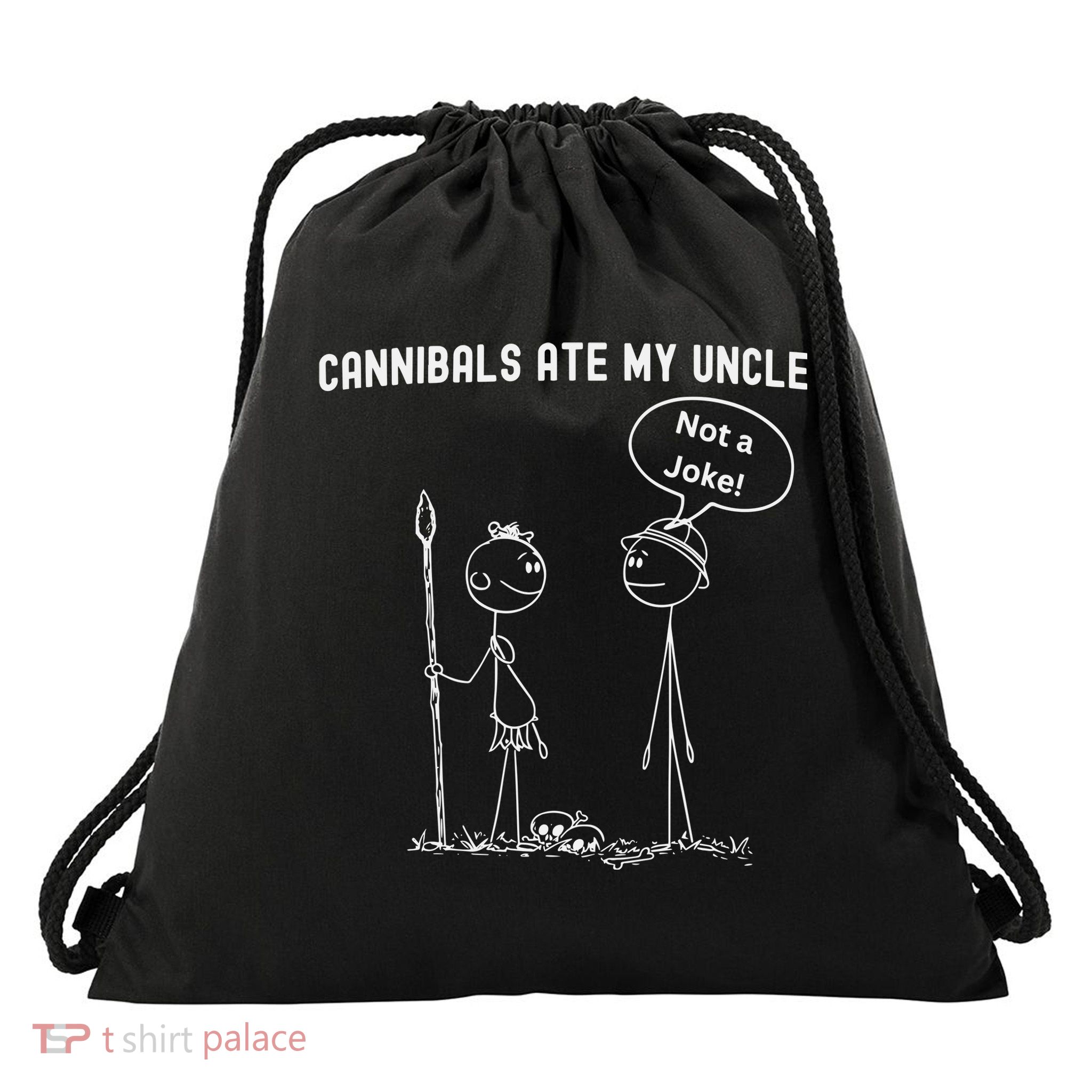 Funny Cannibals Ate My Uncle Political Drawstring Bag