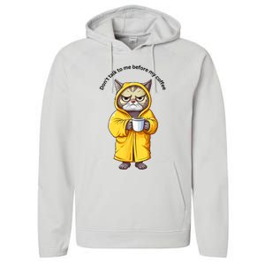 Funny Cat And Coffe Performance Fleece Hoodie