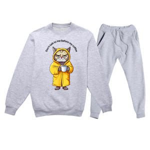 Funny Cat And Coffe Premium Crewneck Sweatsuit Set