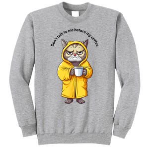 Funny Cat And Coffe Tall Sweatshirt