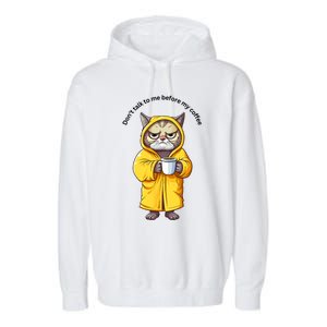 Funny Cat And Coffe Garment-Dyed Fleece Hoodie