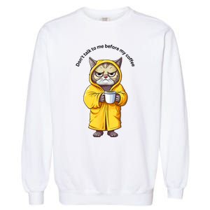 Funny Cat And Coffe Garment-Dyed Sweatshirt