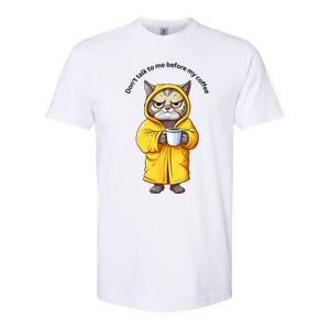 Funny Cat And Coffe Softstyle CVC T-Shirt