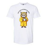 Funny Cat And Coffe Softstyle CVC T-Shirt