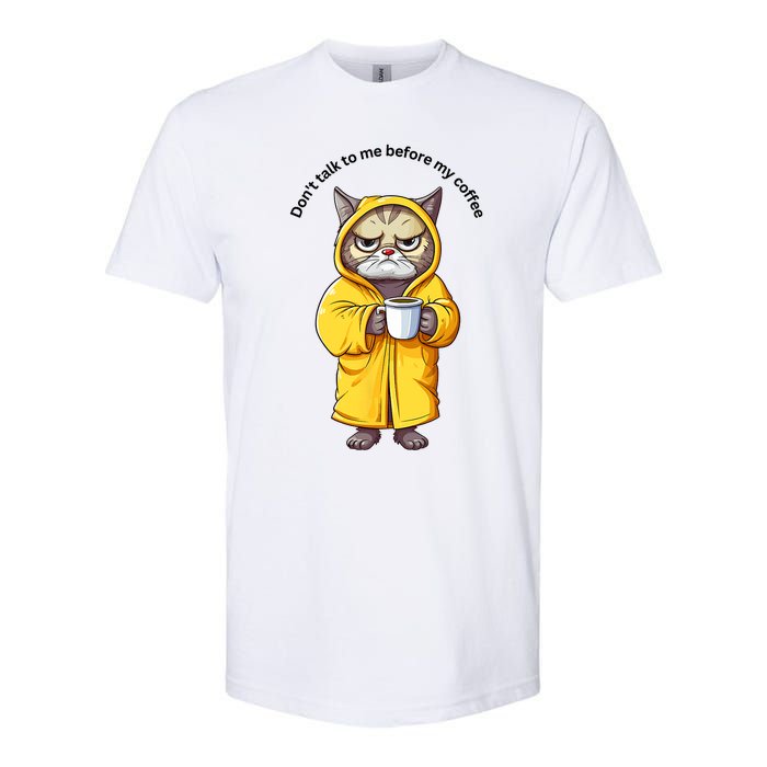 Funny Cat And Coffe Softstyle CVC T-Shirt